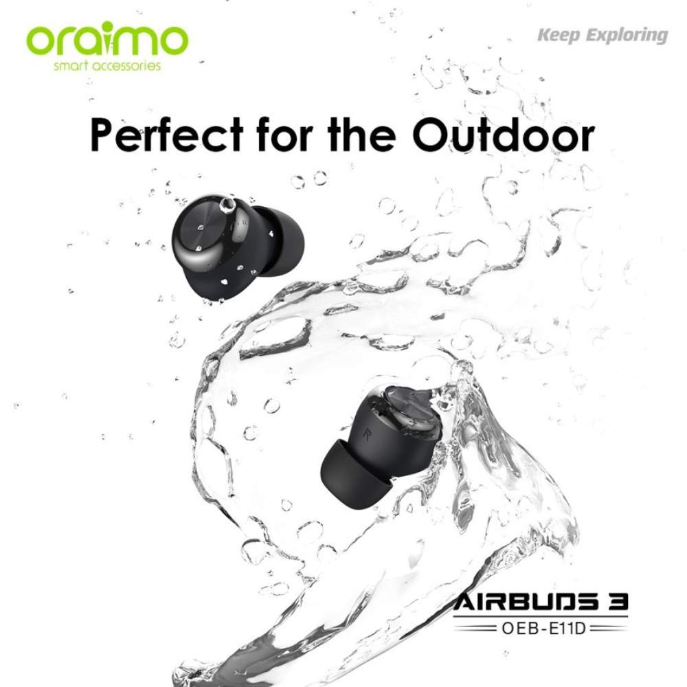 سماعة Oraimo AirBuds 3: صغيرة بس صوتها جبار – ضد المية وبضمان سنة كاملة! 💦🎧