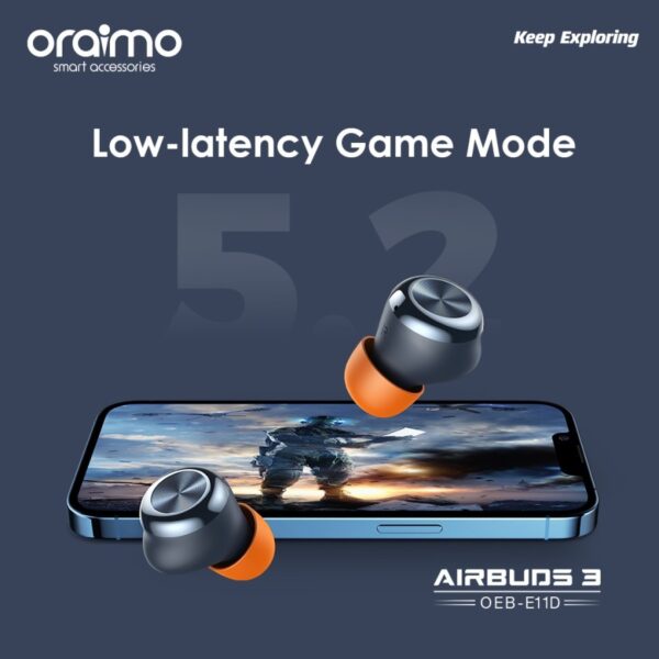 ⁦سماعة Oraimo AirBuds 3: صغيرة بس صوتها جبار - ضد المية وبضمان سنة كاملة! 💦🎧⁩ - الصورة ⁦2⁩