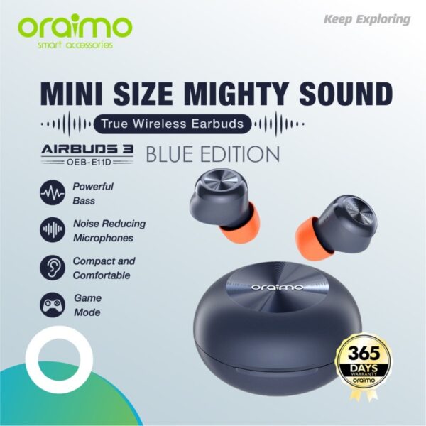 ⁦سماعة Oraimo AirBuds 3: صغيرة بس صوتها جبار - ضد المية وبضمان سنة كاملة! 💦🎧⁩ - الصورة ⁦3⁩